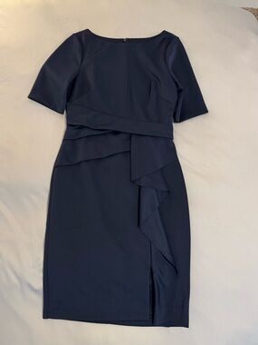 Vince Camuto Navy Ruffle Sheath Dress